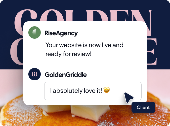 A notification that says riseagency your website is now live and ready for review