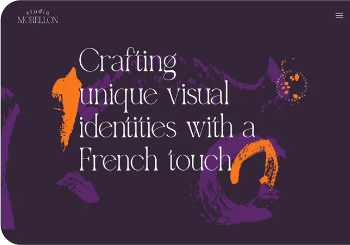 A purple poster that says crafting unique visual identities with a french touch