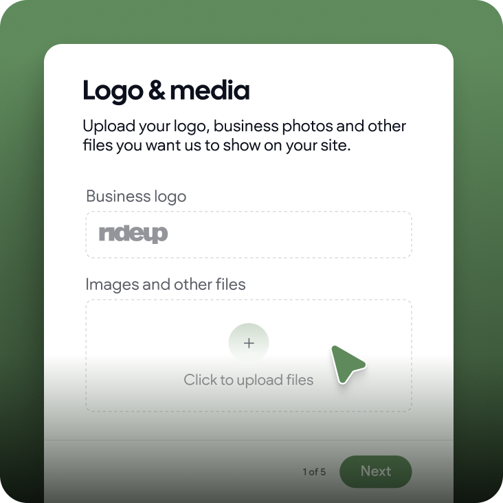 You can upload your logo , business photos and other files you want us to show on your site.