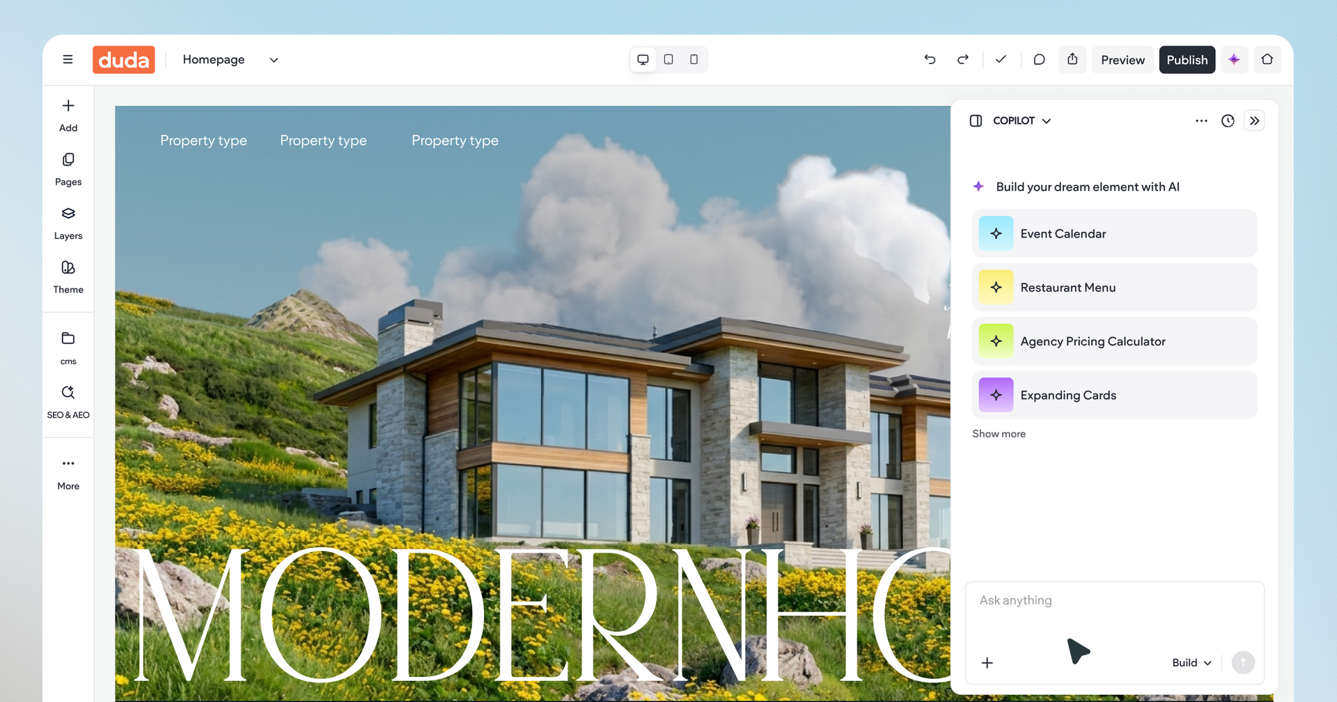 Custom Widgets with AI | Duda