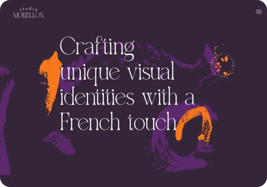 A purple sign that says crafting unique visual identities with a french touch