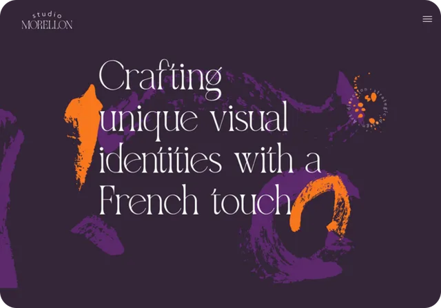 A purple sign that says crafting unique visual identities with a french touch