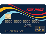 a tire pros credit card with a chip on it