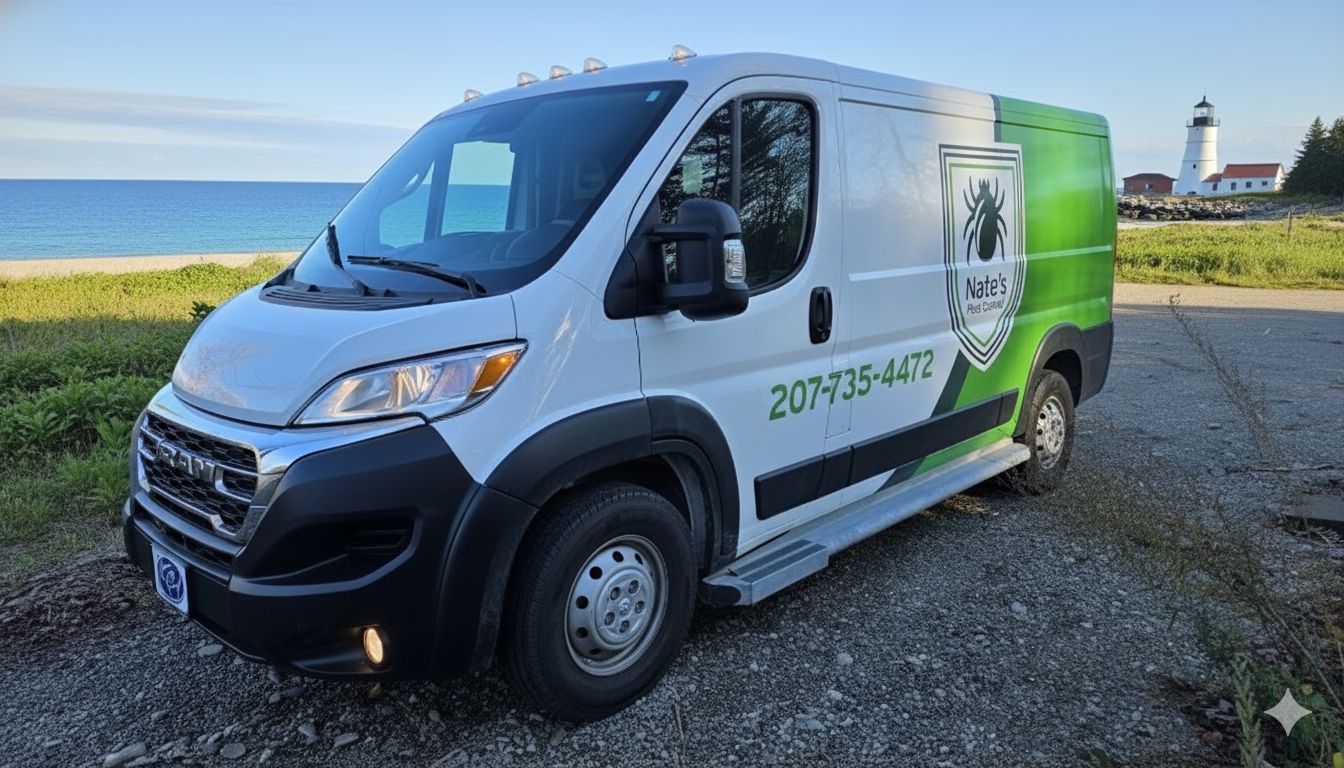 A man in blue overalls is spraying a room with a spray bottle.
