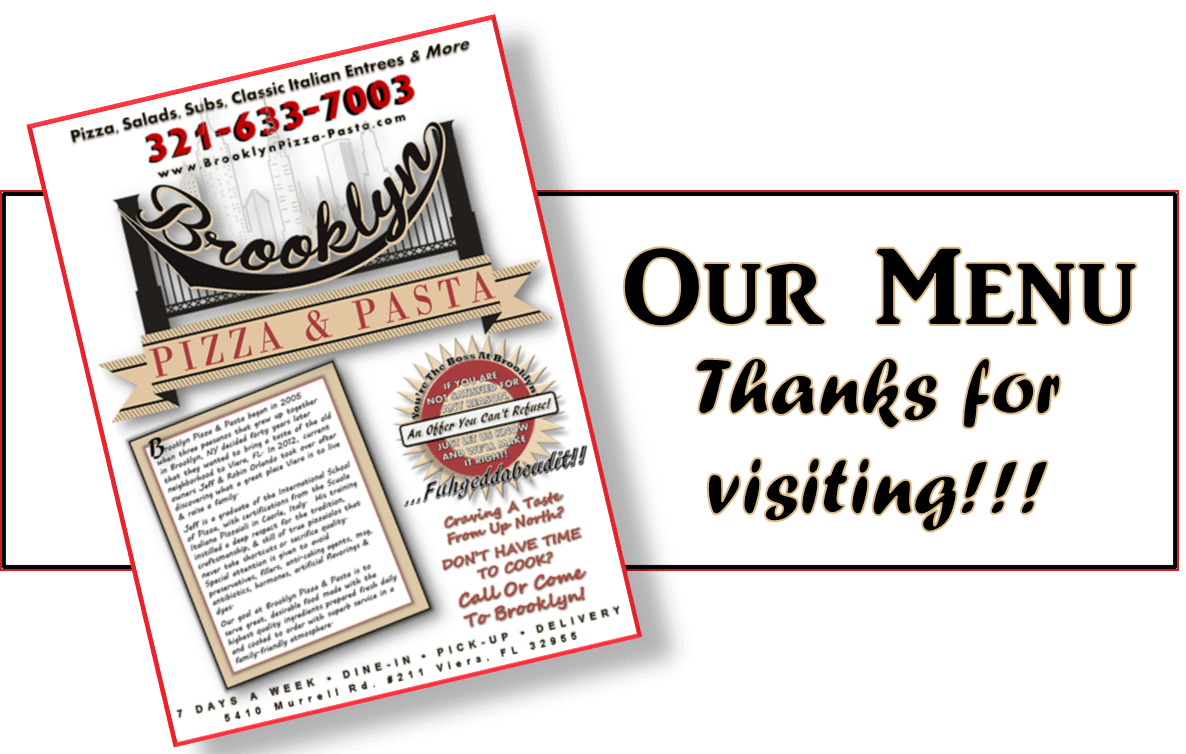 Our Menu. Thanks for Visiting!