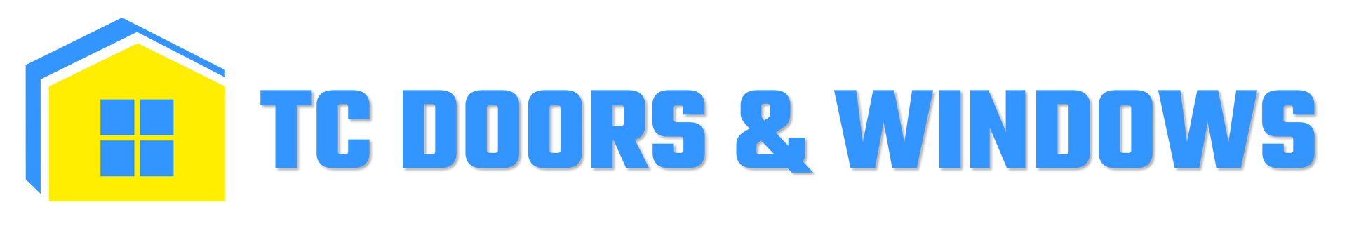 A blue and yellow logo for tc buildings