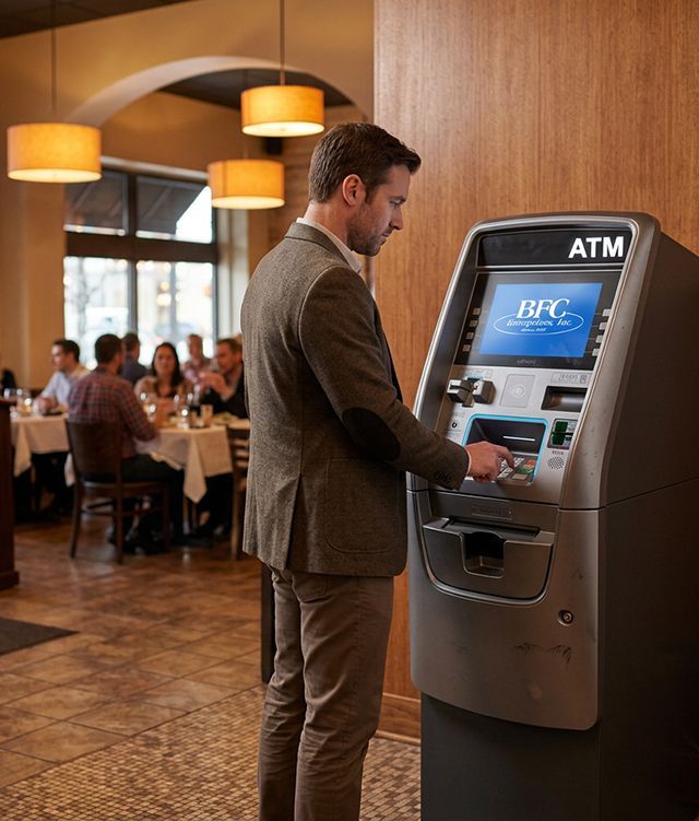 ATM placement inside a Chicago restaurant providing convenient cash access for customers