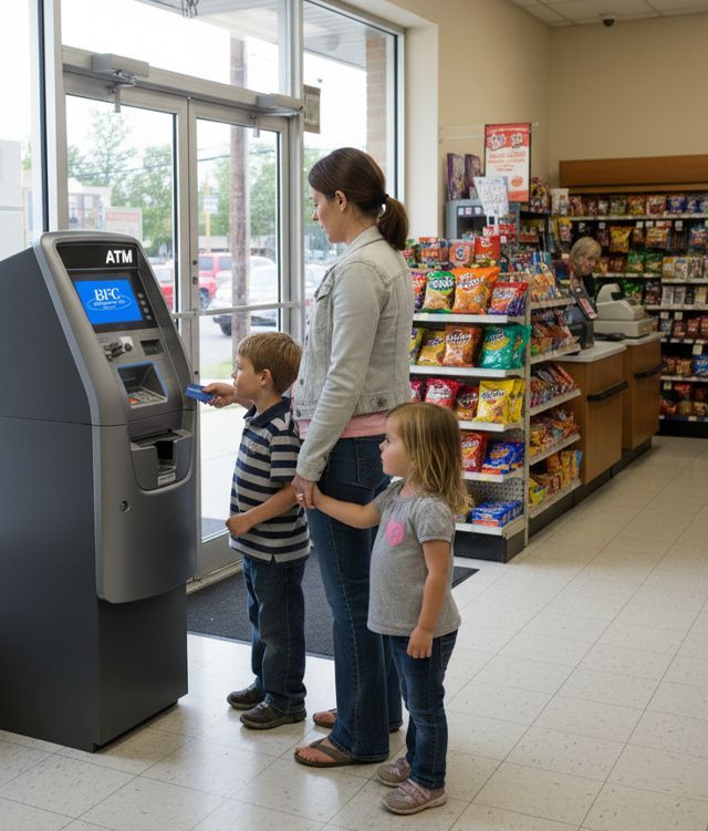 ATM placement inside a Blue Springs convenience store store providing convenient cash access for customers