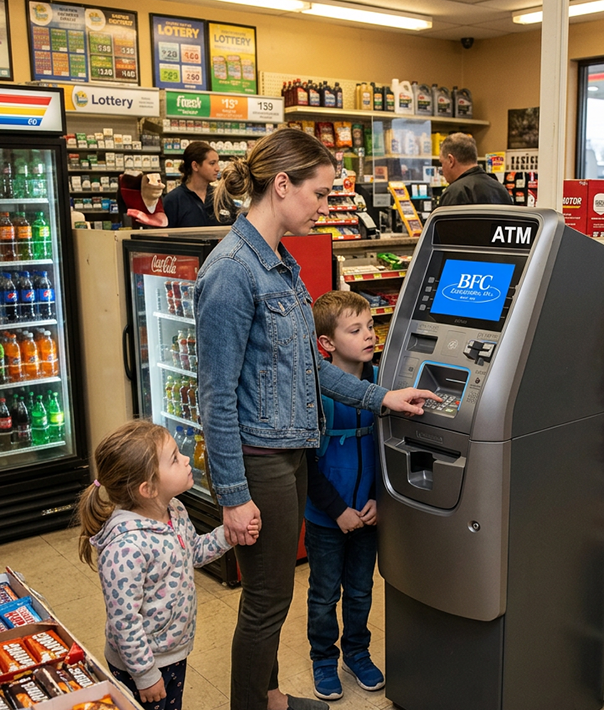 ATM placement inside an Indianapolis convenience store providing convenient cash access for customers