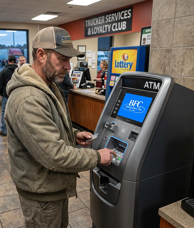 ATM placement inside a Peoria convenience store providing convenient cash access for customers