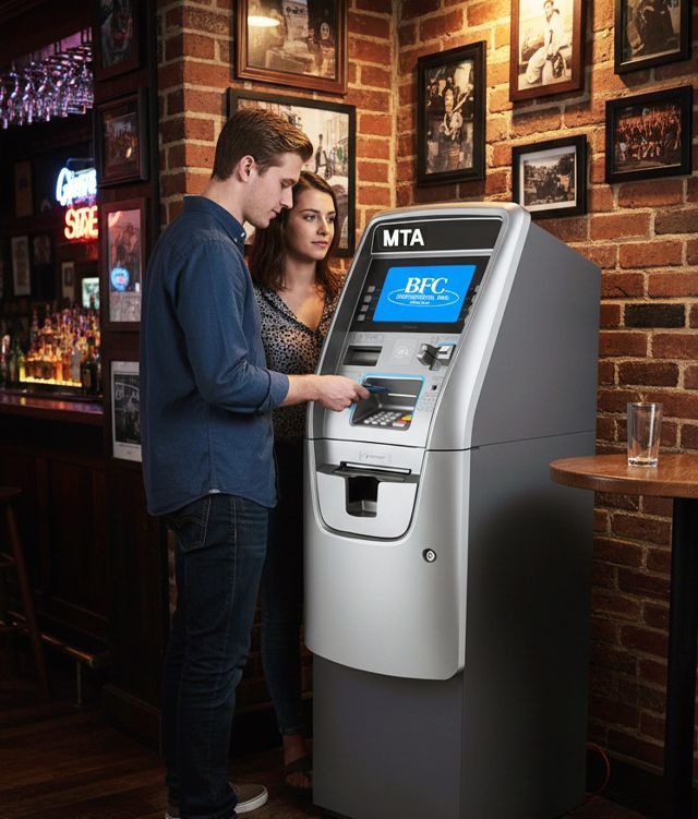 ATM placement inside a Independence, Missouri bar providing convenient cash access for customers