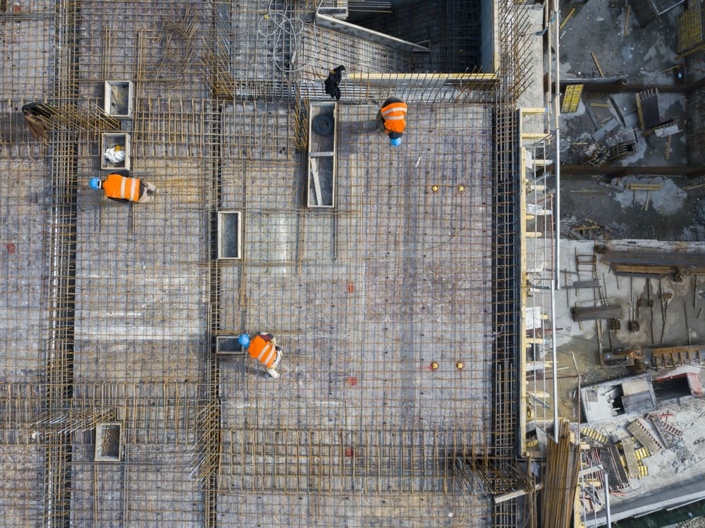 Aerial View Of Construction Site Workers — Builders in Bathurst, NSW