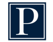 The letter p is in a square on a blue background.