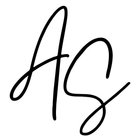 AS script initials in black with white outline
