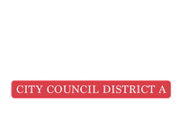 The city council district a logo has a fleur de lis on it