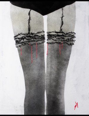 urban pop art by  sly barbed stockings