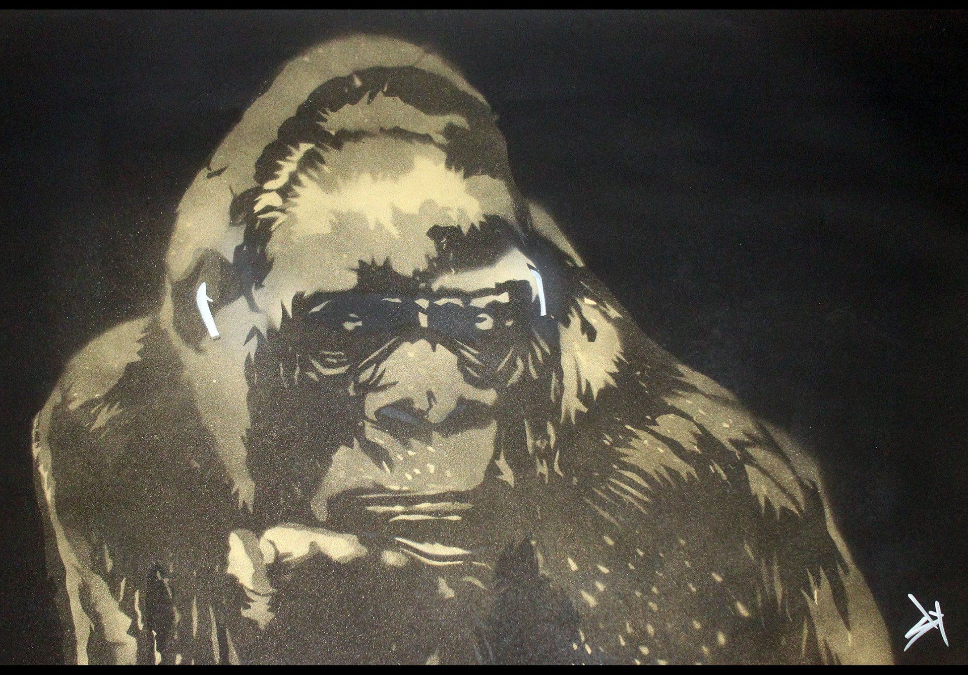 Urban Pop art by Sly. Gorilla in the groove.