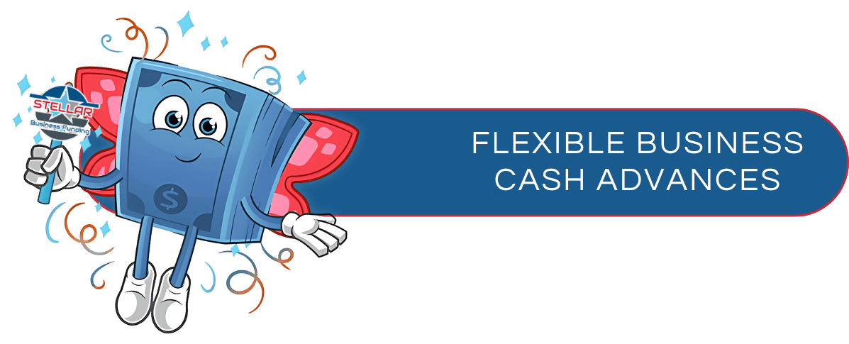 A cartoon illustration of a flexible business cash advances logo