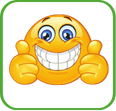 A smiley face is smiling and giving two thumbs up.