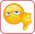 A smiley face is giving a thumbs down sign.