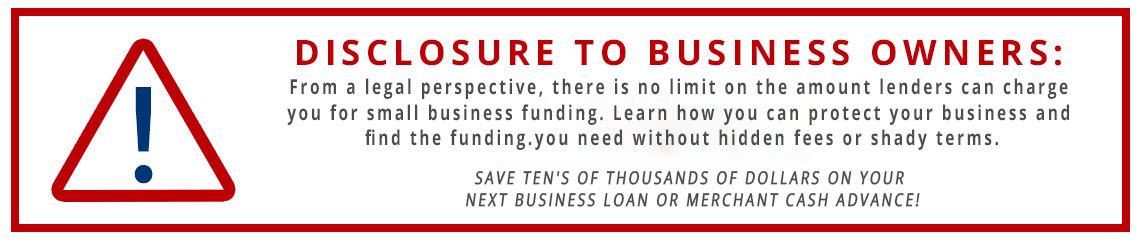 A red and white sign that says disclosure to business owners