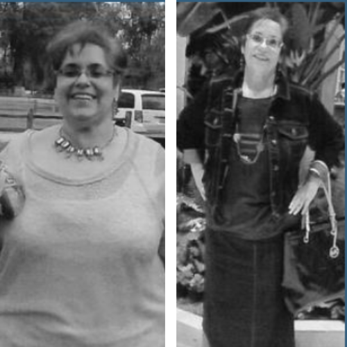 A black and white photo of two women standing next to each other