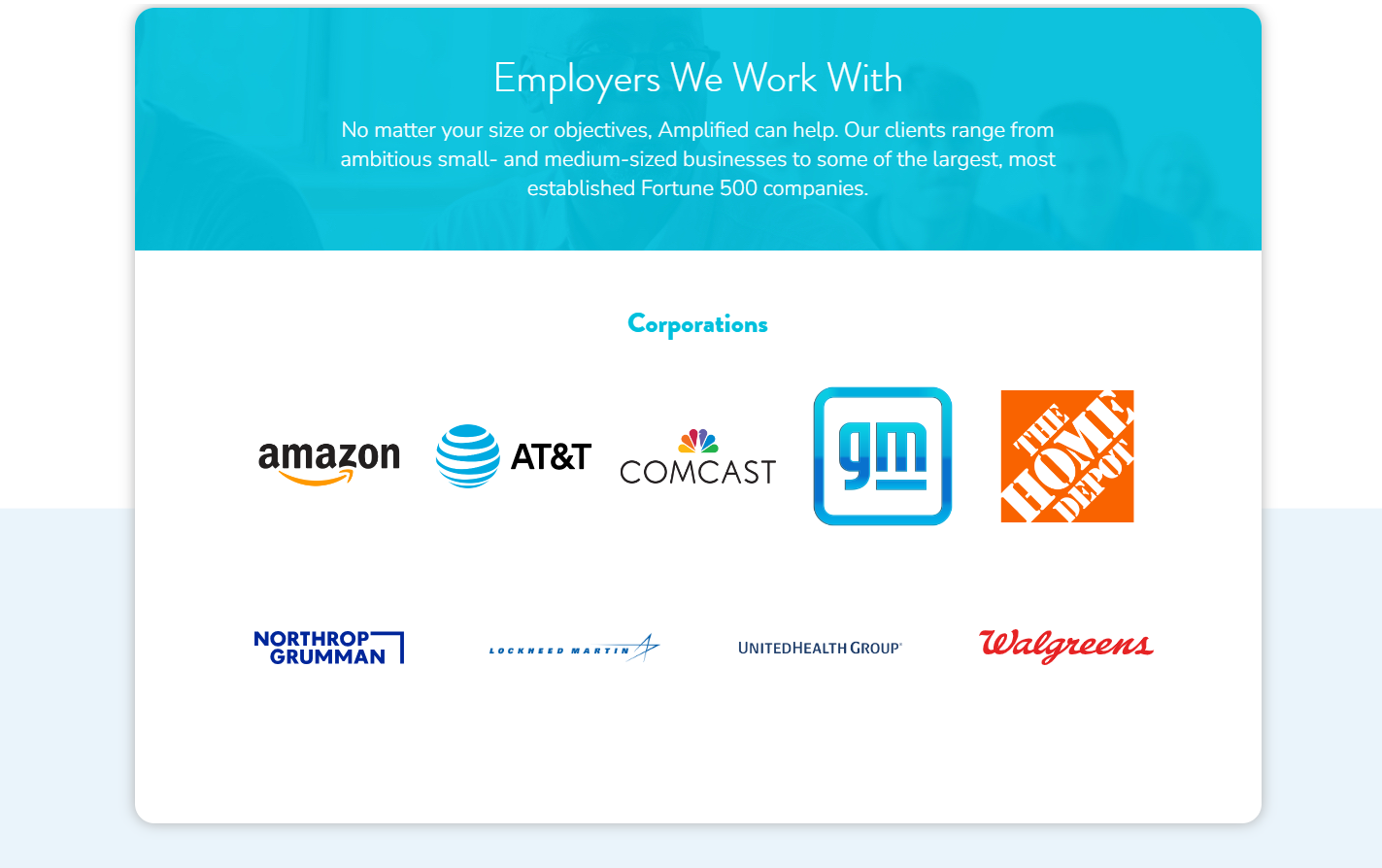 A screenshot of a website that says employers we work with