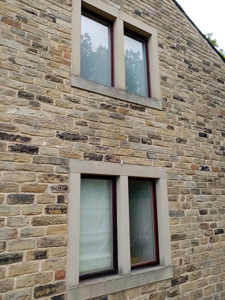 Fitted sash window on the wall