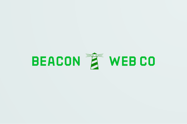 Turquoise circular Beacon Web Co logo with a white website and cursor icon