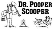 Cartoon of a doctor with a shovel, dog running, and a pile of waste; 