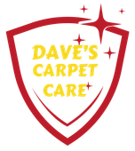 The logo for dave 's carpet care shows a mop.