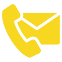 A yellow icon of a phone and an envelope.