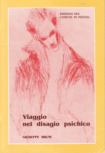 A book called viaggio nel disagio psichico has a drawing of a man on the cover