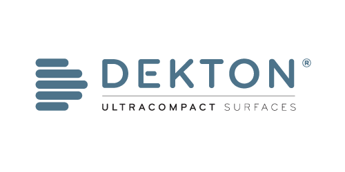 The dekton ultra compact surfaces logo is on a white background.