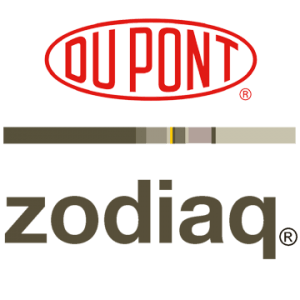 The logos for ou pont and zodiaq are next to each other