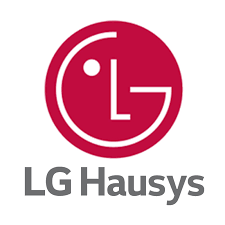 The logo for lg hausys is a red circle with a white l on it.