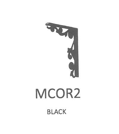 A black shelf bracket with a floral design on a white background.