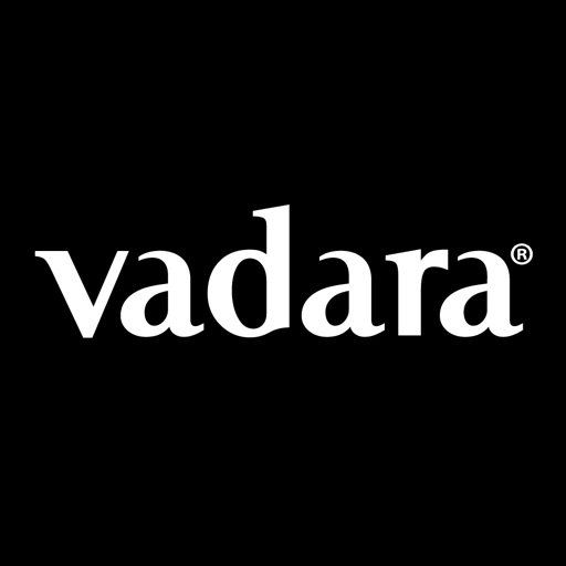 The vadara logo is white on a black background.