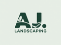 AJ Landscaping logo in green on a light background