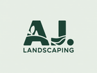 AJ Landscaping logo in green on a light background
