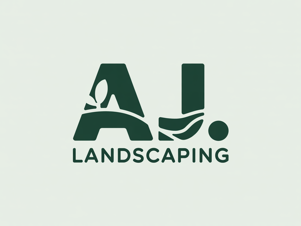 AJ Landscaping logo in green on a light background