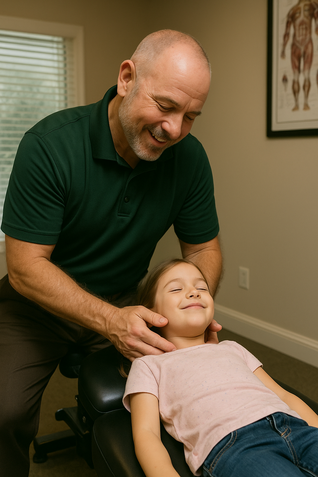 Child smiling during a gentle pediatric chiropractic visit
