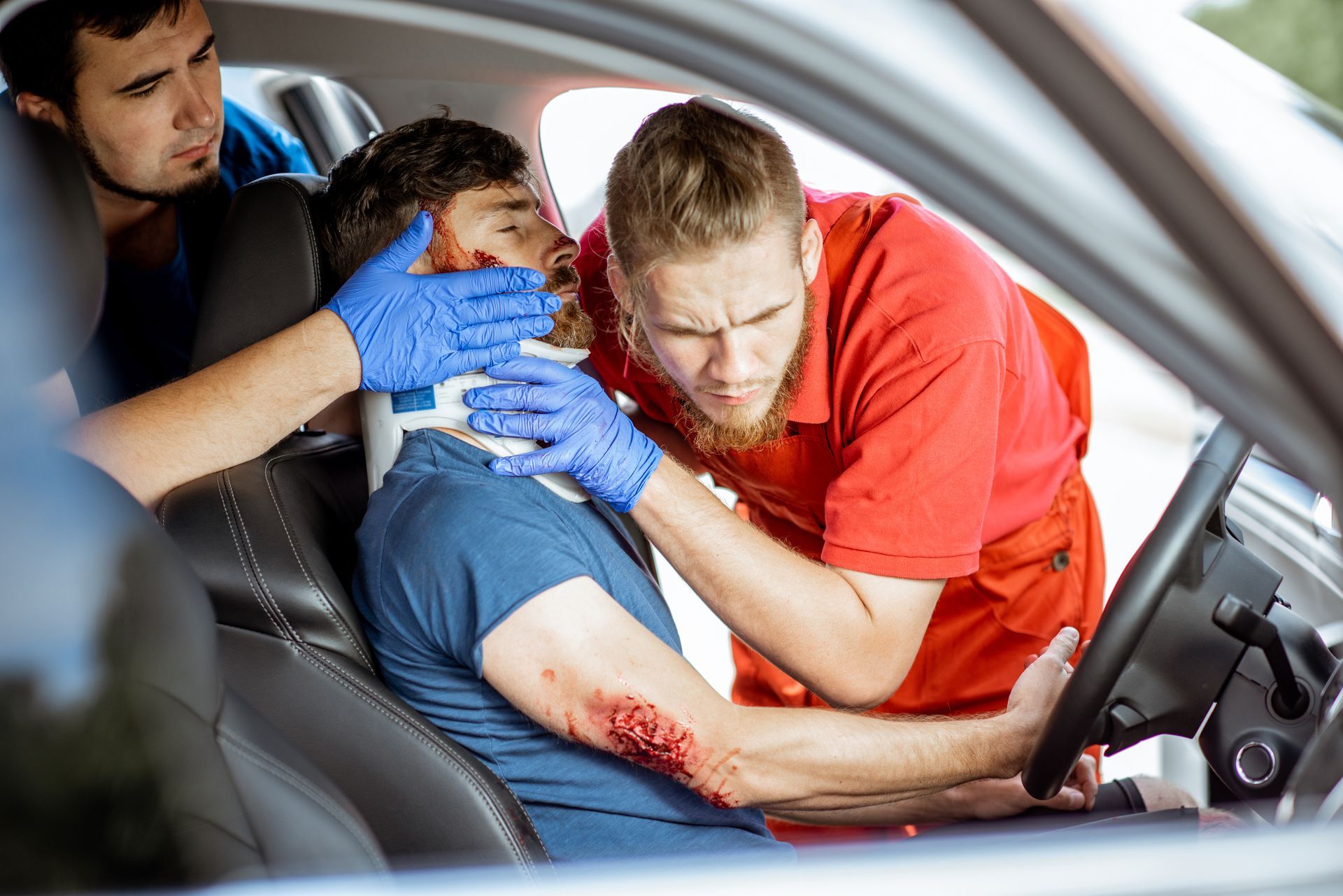 Illustration of a person receiving chiropractic care after an auto accident. T