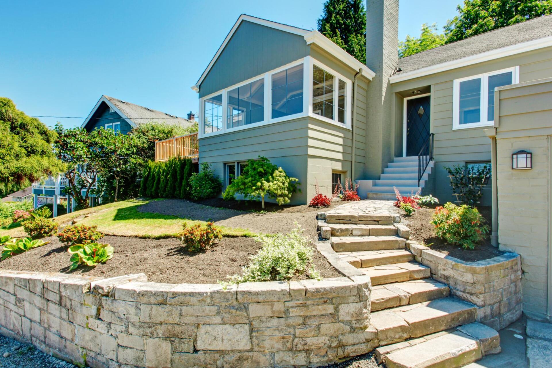 concrete stairs outside the house