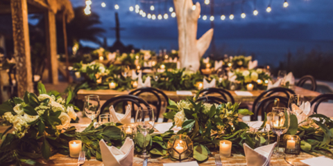 Elegant Table set for dinner outdoors