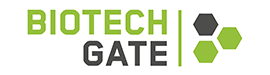 A green and black logo for biotech gate