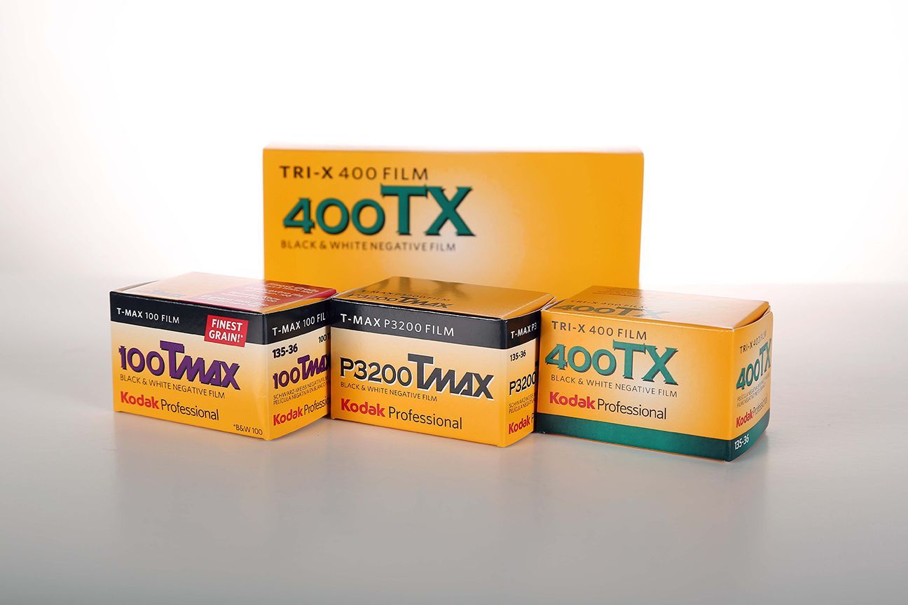 Tri-X and TMax B&W 35mm film in 100, 400, and 3200 ISO