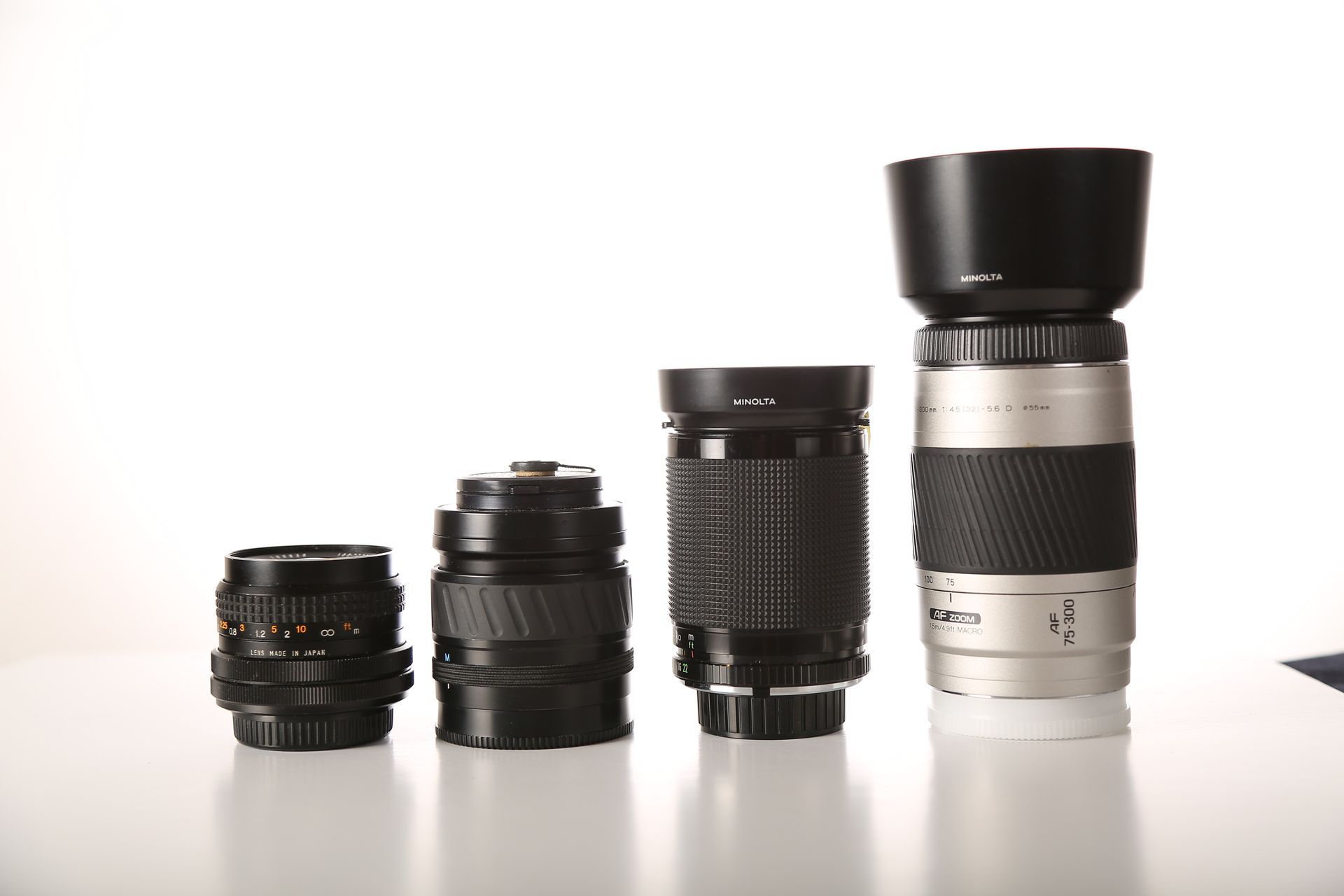 Wide range of camera lenses from telephoto to wide angle