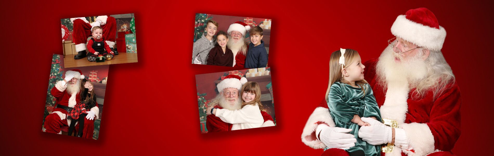 A young girl on Santa's lap.