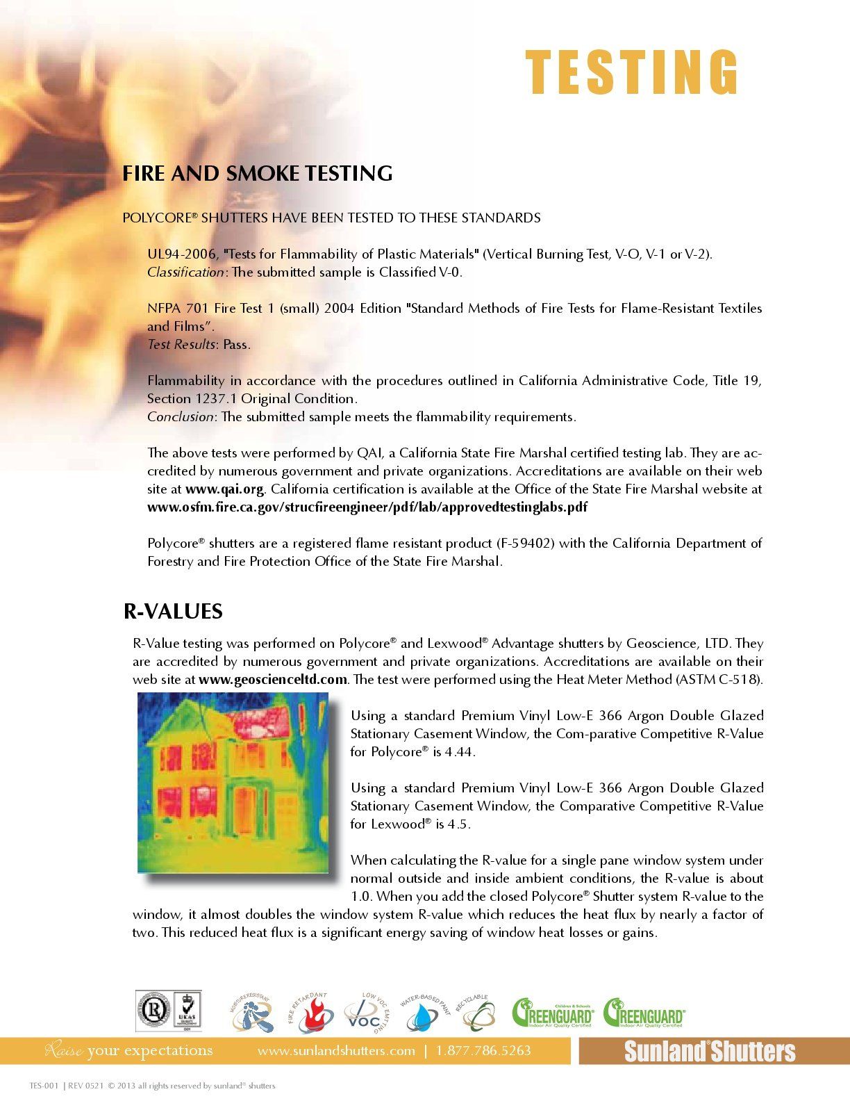 Fire & smoke testing on shutters